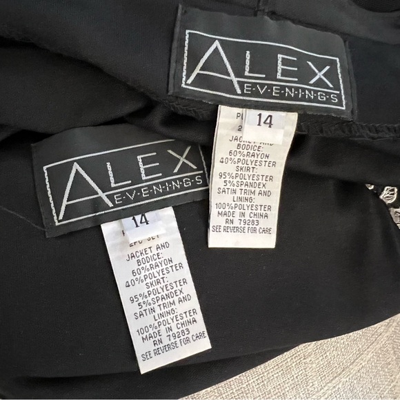 Alex Evenings 2 Pc Gown Gathered Embroidered Sheer Jacket Sleeveless Dress Sz 10 - Picture 13 of 13